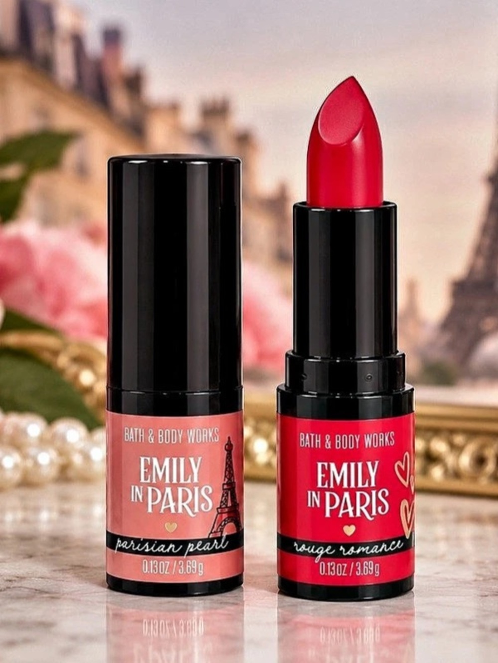 2 Bath & Body Works Emily in Paris Lipstick Set Parisian Pearl Rouge Romance NWT